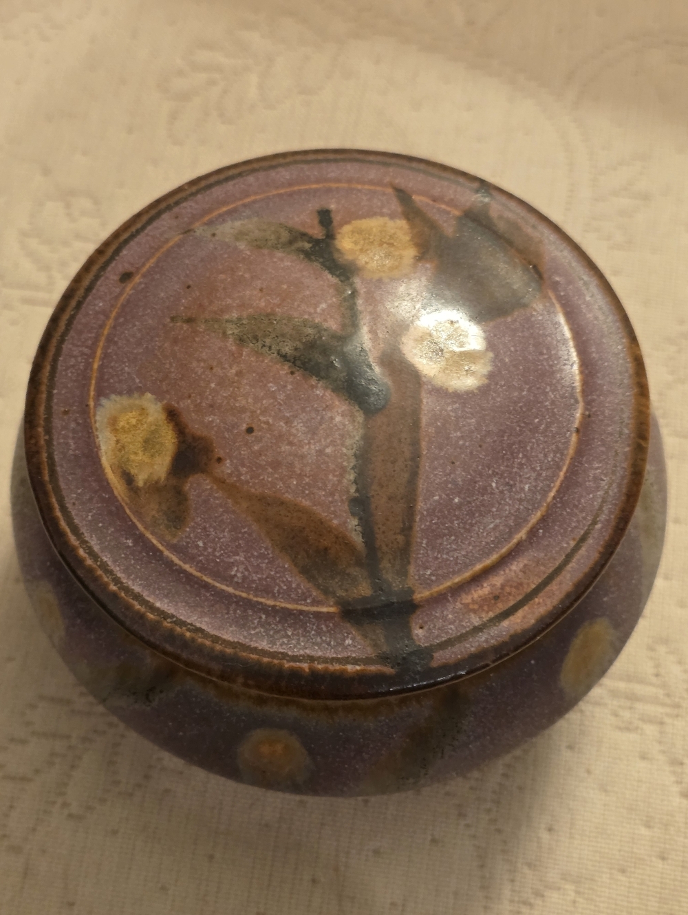Handcrafted Studio Purple Floral Ceramic Trinket Box